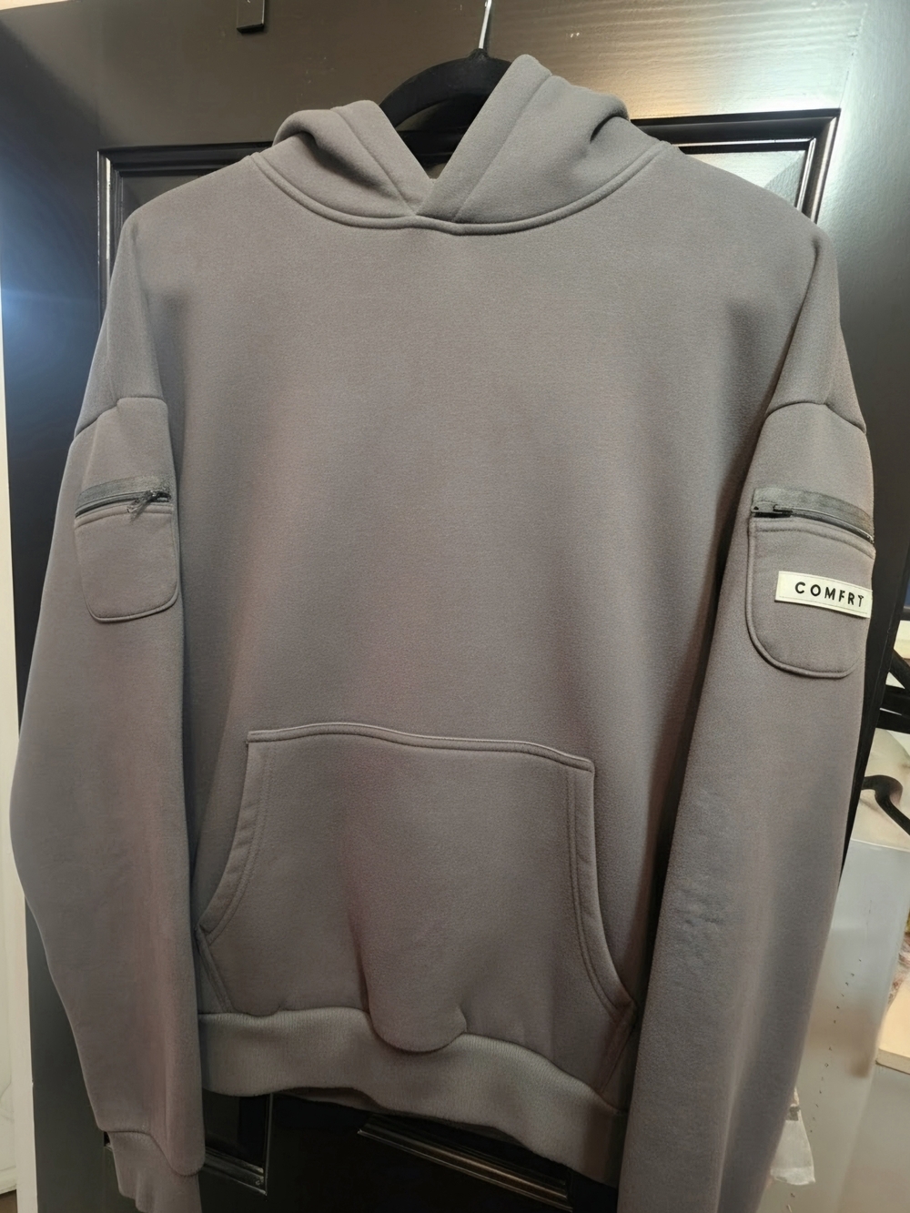 Comfort Gray Hooded Sweatshirt for Men Size L